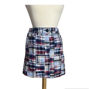 Ann Taylor Loft Skirt 10 Madras Plaid Lined Cotton Straight Pockets Patchwork